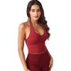 imageYEOREO Womens Halter Crop Top V Neck Workout Going Out Tank Top Hazel Padded Sleeveless Backless Trendy Summer CamisoleMaroon
