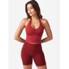 imageYEOREO Womens Halter Crop Top V Neck Workout Going Out Tank Top Hazel Padded Sleeveless Backless Trendy Summer CamisoleMaroon