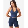imageYEOREO Womens Halter Crop Top V Neck Workout Going Out Tank Top Hazel Padded Sleeveless Backless Trendy Summer CamisoleNavy