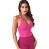 imageYEOREO Womens Halter Crop Top V Neck Workout Going Out Tank Top Hazel Padded Sleeveless Backless Trendy Summer CamisoleRose