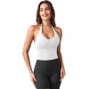 imageYEOREO Womens Halter Crop Top V Neck Workout Going Out Tank Top Hazel Padded Sleeveless Backless Trendy Summer CamisoleWhite