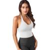 imageYEOREO Womens Halter Crop Top V Neck Workout Going Out Tank Top Hazel Padded Sleeveless Backless Trendy Summer CamisoleWhite