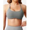 imageYEOREO Womens Sports Bra Strappy Criss Cross Back Bra TwistBack Sports Bra Removable Padded Yoga Crop Top5 Light Grey