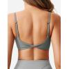 imageYEOREO Womens Sports Bra Strappy Criss Cross Back Bra TwistBack Sports Bra Removable Padded Yoga Crop Top5 Light Grey