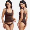 imageYEOREO Womens Square Neck Tank Top Crisssy Double Lined Slim Fit Sleeveless Workout Gym T Shirts Casual Basic TopCoffee