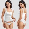 imageYEOREO Womens Square Neck Tank Top Crisssy Double Lined Slim Fit Sleeveless Workout Gym T Shirts Casual Basic TopWhite