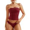 imageYEOREO Sophie Women Sexy Long Tube Tops Double Lined Basic Y2K Summer Cute Strapless Fitted Bandeau Going Out Crop Top TopAnchor Red