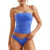 imageYEOREO Sophie Women Sexy Long Tube Tops Double Lined Basic Y2K Summer Cute Strapless Fitted Bandeau Going Out Crop Top TopBlue