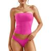 imageYEOREO Sophie Women Sexy Long Tube Tops Double Lined Basic Y2K Summer Cute Strapless Fitted Bandeau Going Out Crop Top TopRose Red