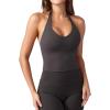 imageYEOREO Womens Halter Crop Top V Neck Workout Going Out Tank Top Hazel Padded Sleeveless Backless Trendy Summer CamisoleDark Gray