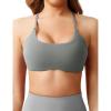 imageYEOREO Womens Sports Bra Strappy Criss Cross Back Bra TwistBack Sports Bra Removable Padded Yoga Crop Top5 Light Grey