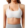 imageYEOREO Womens Sports Bra Strappy Criss Cross Back Bra TwistBack Sports Bra Removable Padded Yoga Crop Top5 White