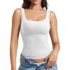 imageYEOREO Womens Square Neck Tank Top Crisssy Double Lined Slim Fit Sleeveless Workout Gym T Shirts Casual Basic TopWhite