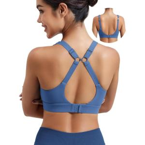 imageYEOREO Sports Bras for Women Xena Bra Maximum Support HighImpact Workout Gym Running Supportive Padded BrasGrey Blue