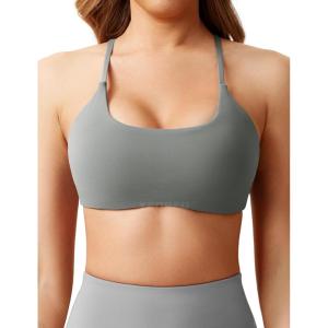 imageYEOREO Womens Sports Bra Strappy Criss Cross Back Bra TwistBack Sports Bra Removable Padded Yoga Crop Top5 Light Grey