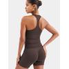 imageYEOREO Esteile Workout Tank Tops for Women Square Neck Sleeveless Camisole Tops Seamless Racerback Gym Athletic Yoga ShirtsCoffee