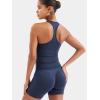 imageYEOREO Esteile Workout Tank Tops for Women Square Neck Sleeveless Camisole Tops Seamless Racerback Gym Athletic Yoga ShirtsNavy