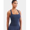 imageYEOREO Esteile Workout Tank Tops for Women Square Neck Sleeveless Camisole Tops Seamless Racerback Gym Athletic Yoga ShirtsNavy