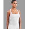 imageYEOREO Esteile Workout Tank Tops for Women Square Neck Sleeveless Camisole Tops Seamless Racerback Gym Athletic Yoga ShirtsWhite