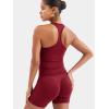 imageYEOREO Esteile Workout Tank Tops for Women Square Neck Sleeveless Camisole Tops Seamless Racerback Gym Athletic Yoga ShirtsWine Red