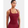 imageYEOREO Esteile Workout Tank Tops for Women Square Neck Sleeveless Camisole Tops Seamless Racerback Gym Athletic Yoga ShirtsWine Red
