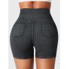imageYEOREO Impact Biker Shorts for Women with Pockets Bridgie Cargo High Waist Seamless Faux Denim Workout Gym ShortsBlack