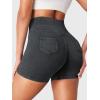imageYEOREO Impact Biker Shorts for Women with Pockets Bridgie Cargo High Waist Seamless Faux Denim Workout Gym ShortsBlack