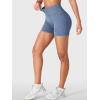 imageYEOREO Impact Biker Shorts for Women with Pockets Bridgie Cargo High Waist Seamless Faux Denim Workout Gym ShortsDark Blue
