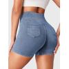 imageYEOREO Impact Biker Shorts for Women with Pockets Bridgie Cargo High Waist Seamless Faux Denim Workout Gym ShortsDark Blue