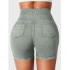 imageYEOREO Impact Biker Shorts for Women with Pockets Bridgie Cargo High Waist Seamless Faux Denim Workout Gym ShortsKhaki