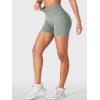 imageYEOREO Impact Biker Shorts for Women with Pockets Bridgie Cargo High Waist Seamless Faux Denim Workout Gym ShortsKhaki