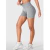 imageYEOREO Impact Biker Shorts for Women with Pockets Bridgie Cargo High Waist Seamless Faux Denim Workout Gym ShortsLight Gray