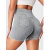 imageYEOREO Impact Biker Shorts for Women with Pockets Bridgie Cargo High Waist Seamless Faux Denim Workout Gym ShortsLight Gray