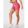 imageYEOREO Impact Biker Shorts for Women with Pockets Bridgie Cargo High Waist Seamless Faux Denim Workout Gym ShortsTile Red