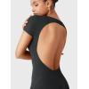 imageYEOREO One Piece Workout Jumpsuits Rompers For Women Xylia U Neck Sexy Backless Bodysuit Hidden Scrunch Butt JumpsuitBlack
