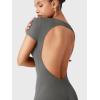imageYEOREO One Piece Workout Jumpsuits Rompers For Women Xylia U Neck Sexy Backless Bodysuit Hidden Scrunch Butt JumpsuitDark Grey