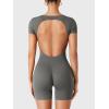 imageYEOREO One Piece Workout Jumpsuits Rompers For Women Xylia U Neck Sexy Backless Bodysuit Hidden Scrunch Butt JumpsuitDark Grey
