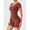 imageYEOREO One Piece Workout Jumpsuits Rompers For Women Xylia U Neck Sexy Backless Bodysuit Hidden Scrunch Butt JumpsuitRed