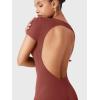 imageYEOREO One Piece Workout Jumpsuits Rompers For Women Xylia U Neck Sexy Backless Bodysuit Hidden Scrunch Butt JumpsuitRed
