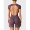 imageYEOREO One Piece Workout Jumpsuits Rompers For Women Xylia U Neck Sexy Backless Bodysuit Hidden Scrunch Butt JumpsuitViolet