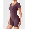 imageYEOREO One Piece Workout Jumpsuits Rompers For Women Xylia U Neck Sexy Backless Bodysuit Hidden Scrunch Butt JumpsuitViolet