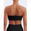 imageYEOREO Strapless Bandeau Sports Bra for Workout Seamless Tube Top Gym Padded Wireless BraBlack