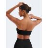 imageYEOREO Strapless Bandeau Sports Bra for Workout Seamless Tube Top Gym Padded Wireless BraBlack