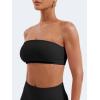 imageYEOREO Strapless Bandeau Sports Bra for Workout Seamless Tube Top Gym Padded Wireless BraBlack
