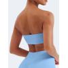 imageYEOREO Strapless Bandeau Sports Bra for Workout Seamless Tube Top Gym Padded Wireless BraIce Blue
