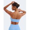 imageYEOREO Strapless Bandeau Sports Bra for Workout Seamless Tube Top Gym Padded Wireless BraIce Blue