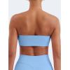 imageYEOREO Strapless Bandeau Sports Bra for Workout Seamless Tube Top Gym Padded Wireless BraIce Blue