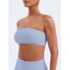 imageYEOREO Strapless Bandeau Sports Bra for Workout Seamless Tube Top Gym Padded Wireless BraJacaranda