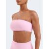 imageYEOREO Strapless Bandeau Sports Bra for Workout Seamless Tube Top Gym Padded Wireless BraPink