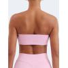 imageYEOREO Strapless Bandeau Sports Bra for Workout Seamless Tube Top Gym Padded Wireless BraPink